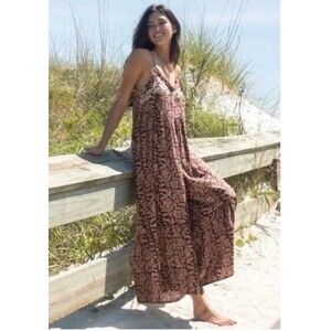 Natural Life Harley Floral Wide Leg Jumpsuit Oversized Boho Hippie Size Large